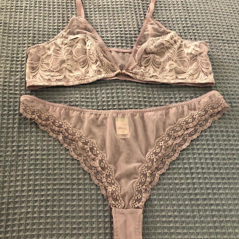 SHIMERA Lavender Lace Bralette and Panty Set